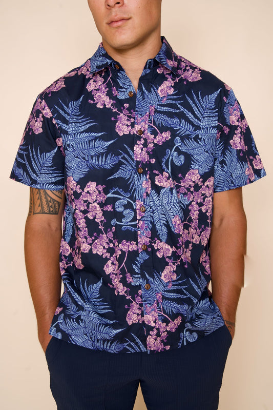 Hāpuʻu ʻIlima Blue Aloha Shirt