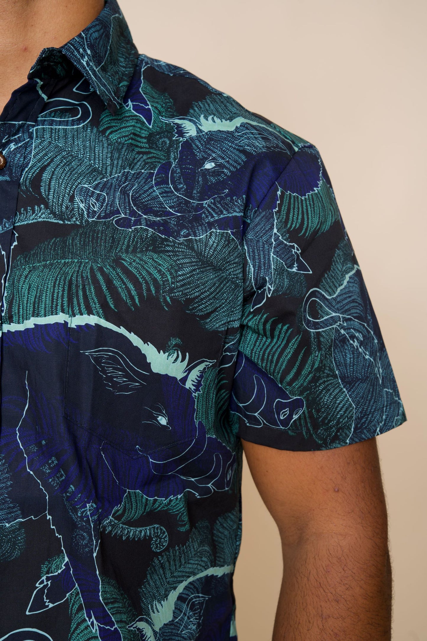 Kamapua'a Blue Tailored Aloha Shirt