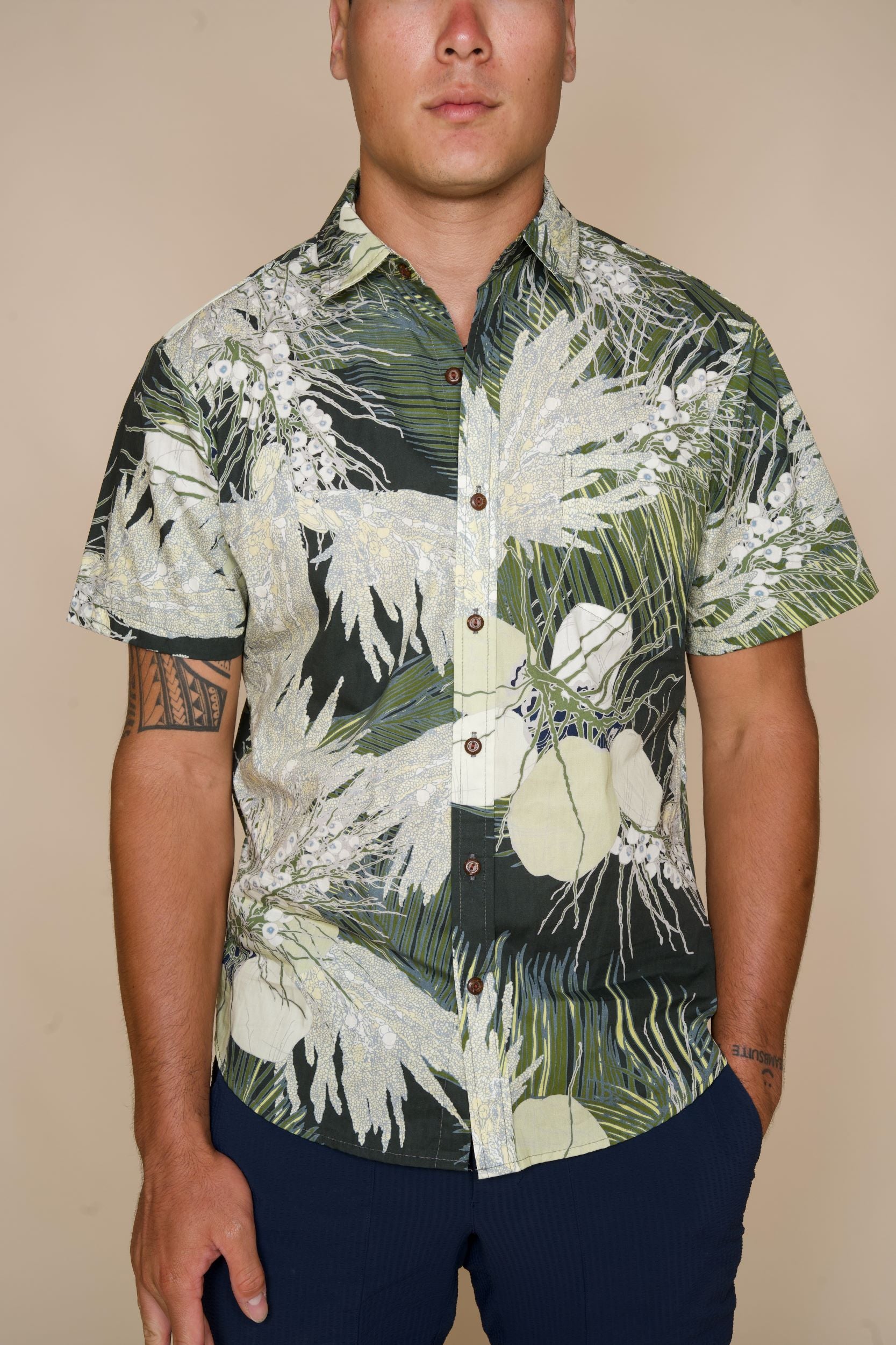 Mens Green Aloha Shirt