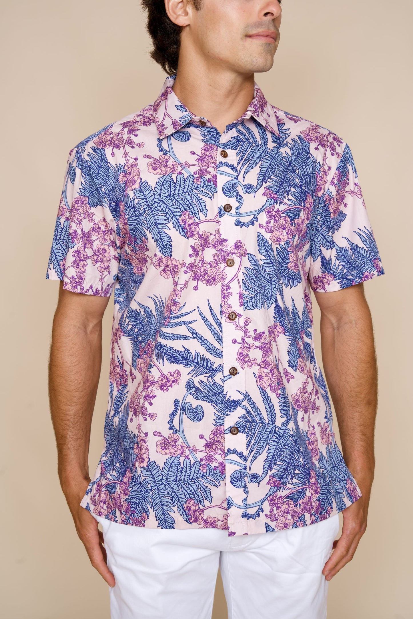 Lavender Hāpuʻu ʻIlima Relaxed Fit Aloha Shirt
