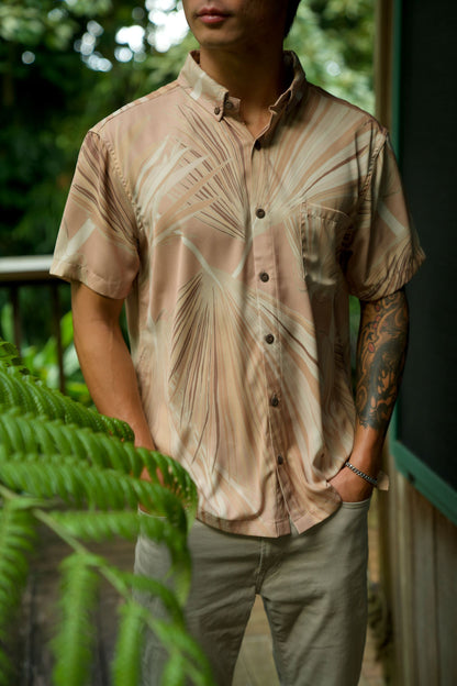 Loulu Beige Aloha Shirt (Iron Free)
