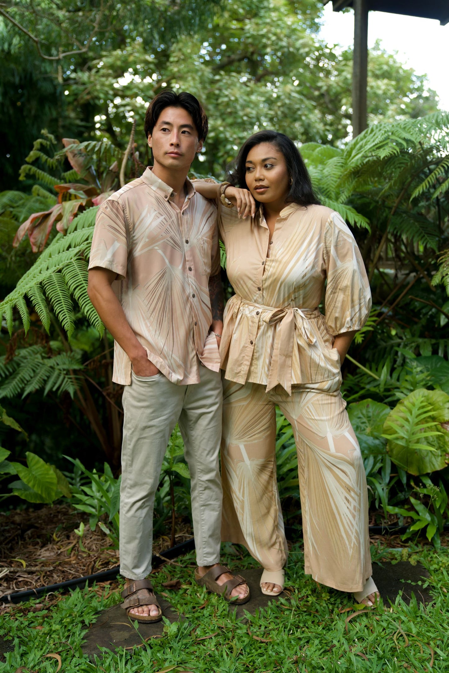 Loulu Beige Aloha Shirt (Iron Free)