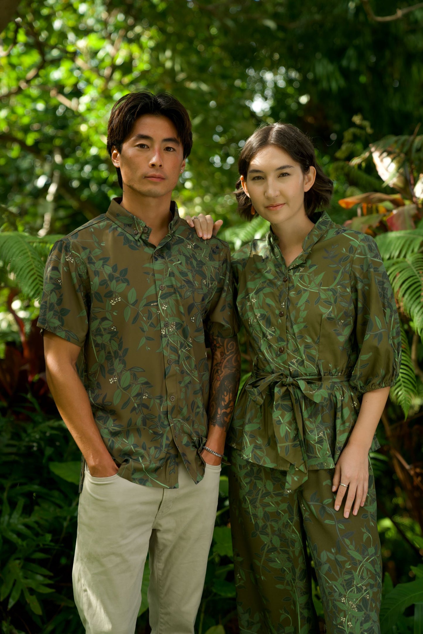 Maile Green Aloha Shirt (Iron Free)
