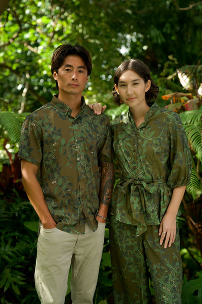 Maile Green Aloha Shirt (Iron Free)