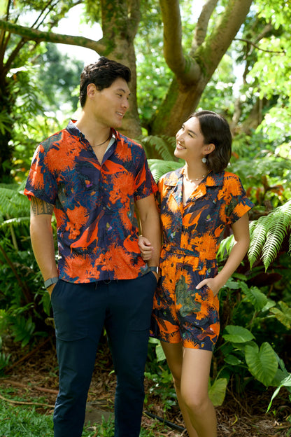 Kaniakapūpū Orange Aloha Romper
