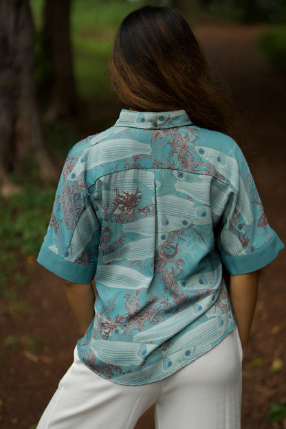 Limu Manauea & 'Ama'ama Women's Kimono Sleeve Aloha Shirt