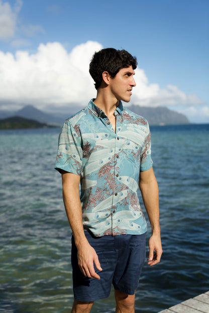 Limu Manauea & 'Ama'ama Aloha Shirt (Iron Free)