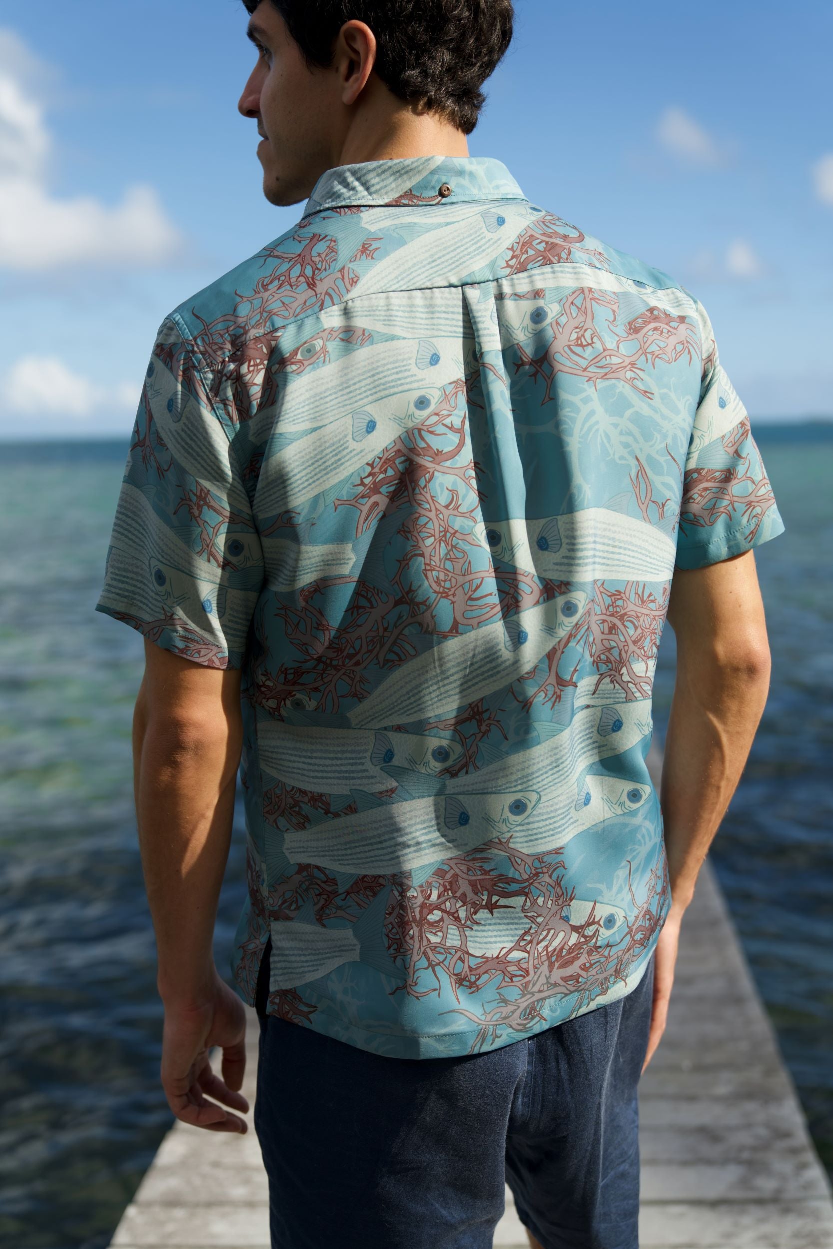 Mens Iron Free Aloha Shirt - Limu Manauea & 'Ama'ama — David