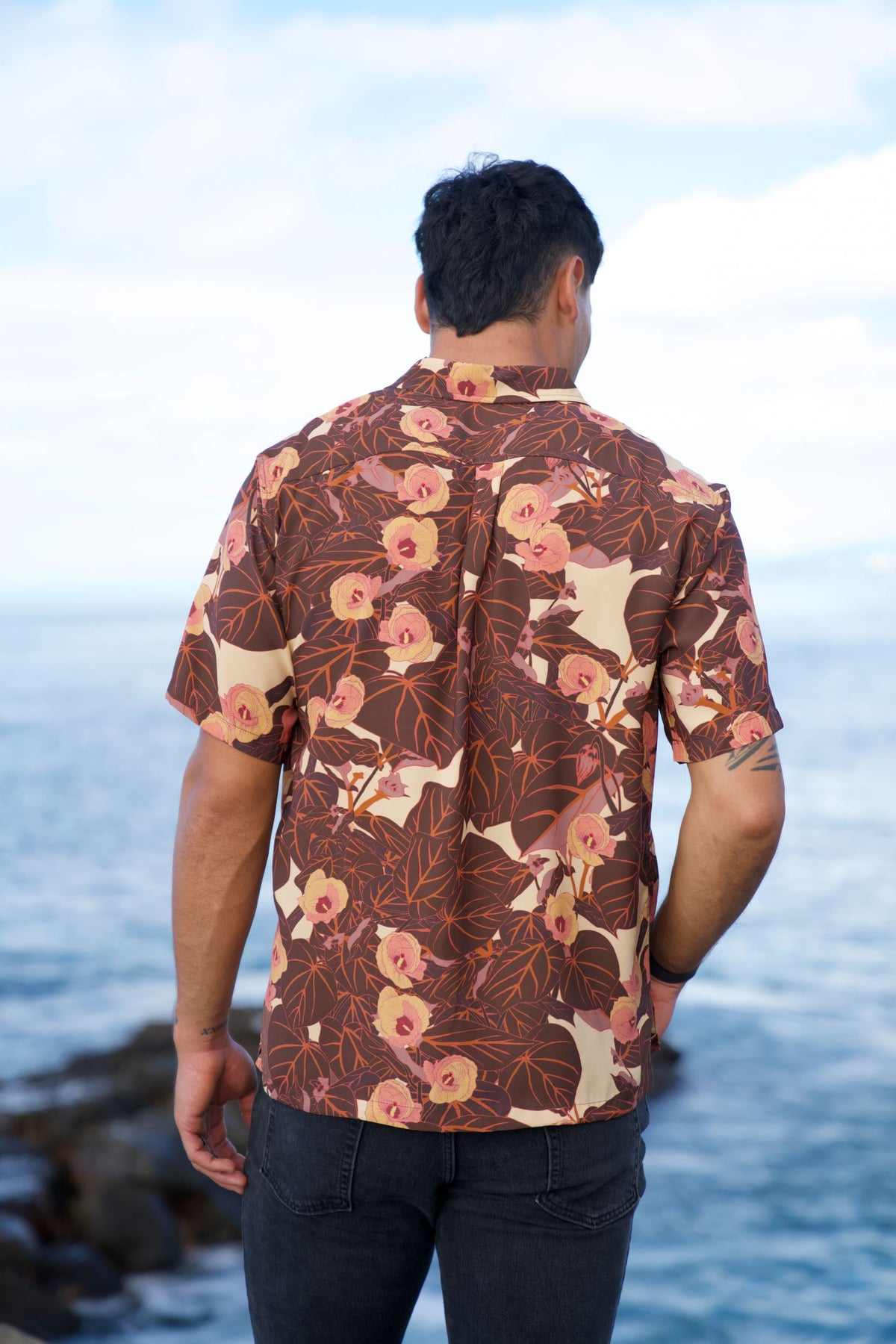 Flowering Hau Sunset Aloha Shirt (Iron Free)