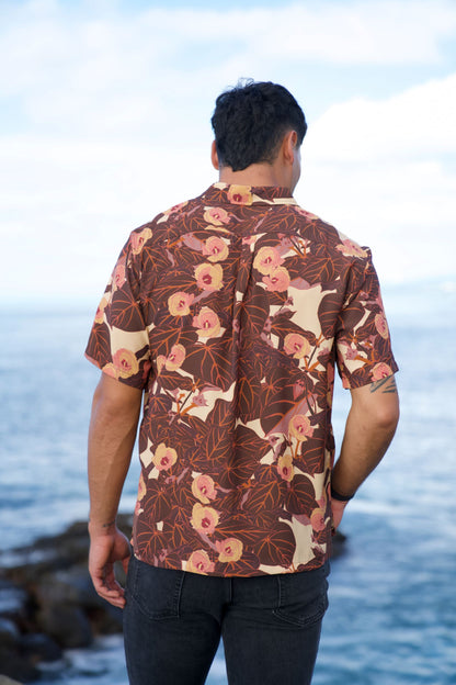 Flowering Hau Sunset Aloha Shirt (Iron Free)