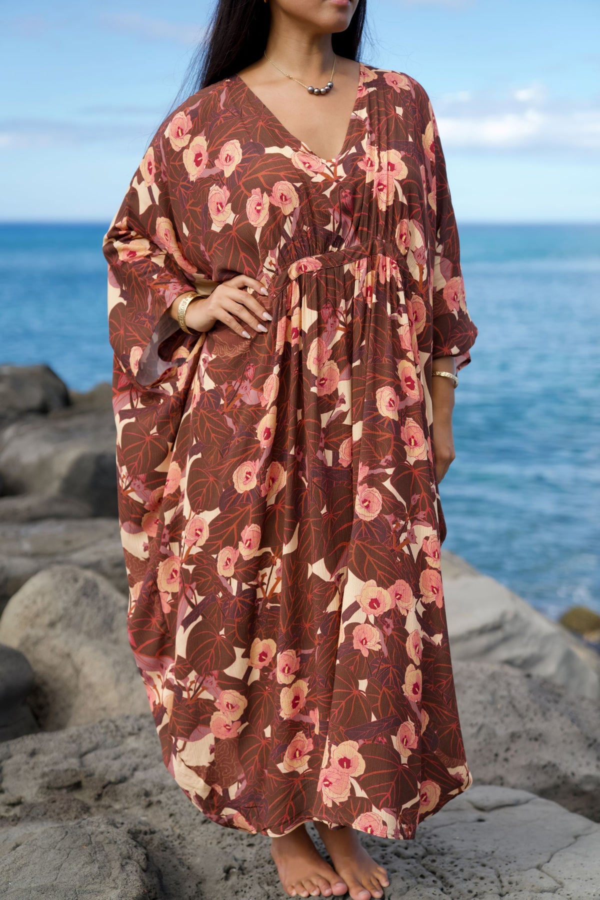 Flowering Hau Sunset Kaftan Dress