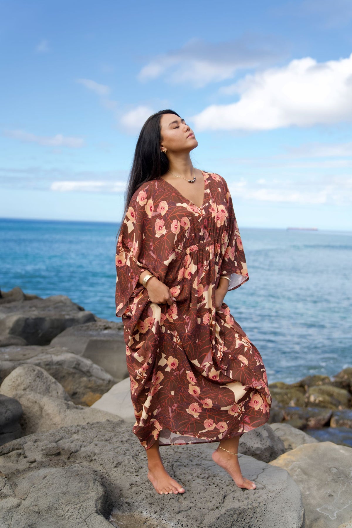 Flowering Hau Sunset Kaftan Dress