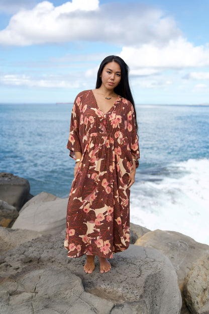 Flowering Hau Sunset Kaftan Dress