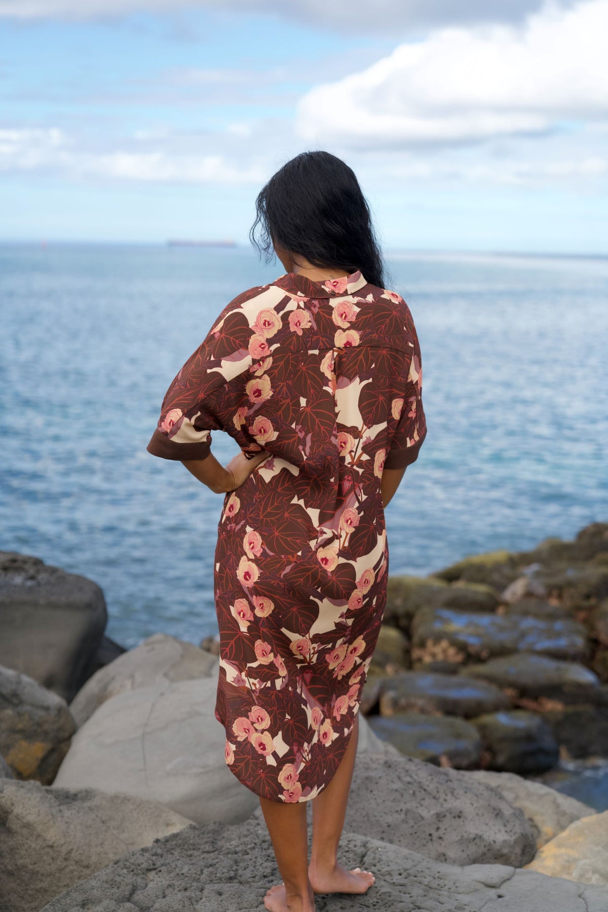 Flowering Hau Sunset Button Down Dress