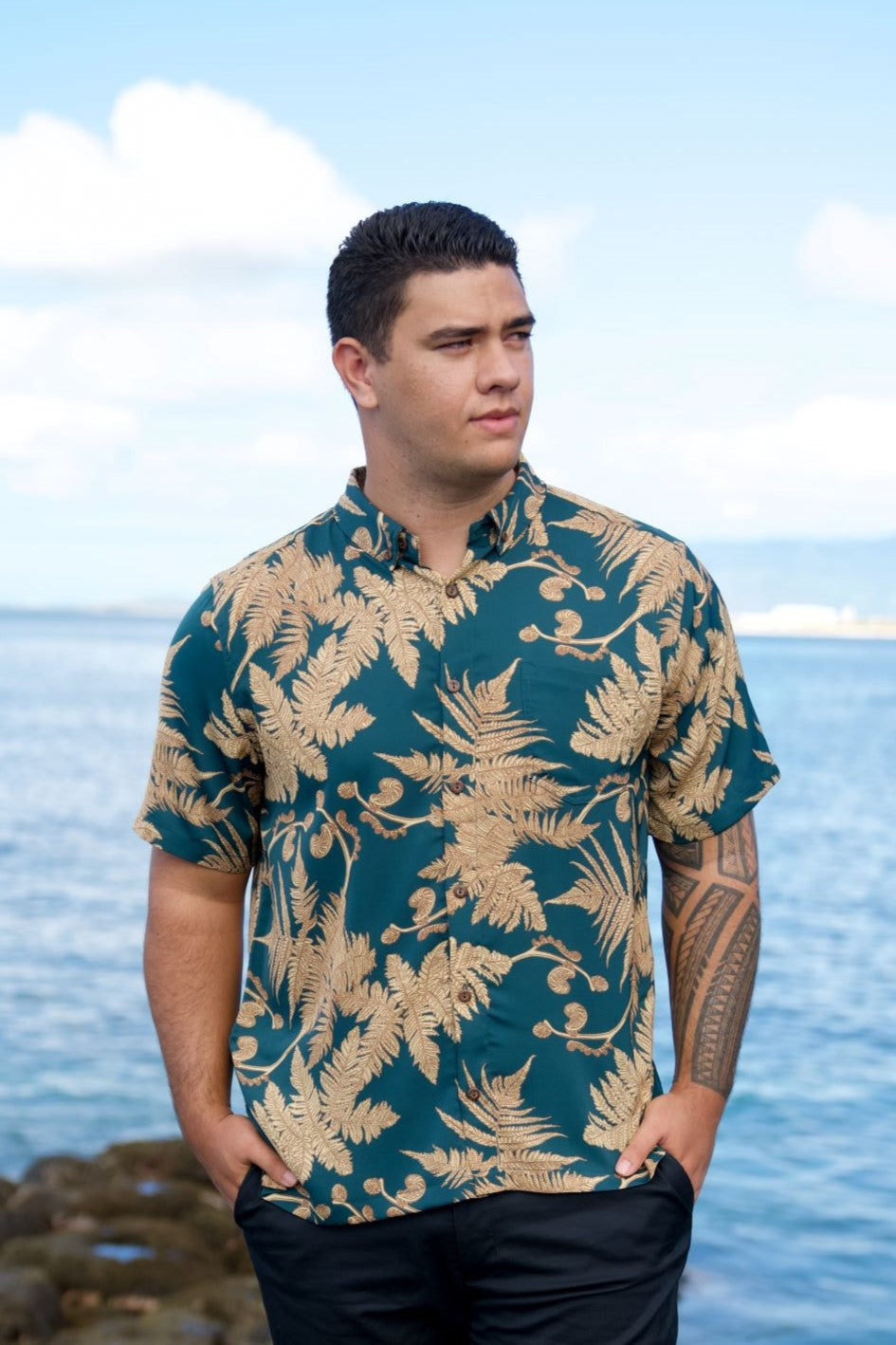 Hāpu‘u Golden Hour Aloha Shirt (Iron Free)