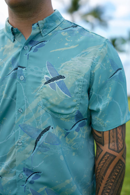 Malolo Sky Blue Aloha Shirt (Iron Free)