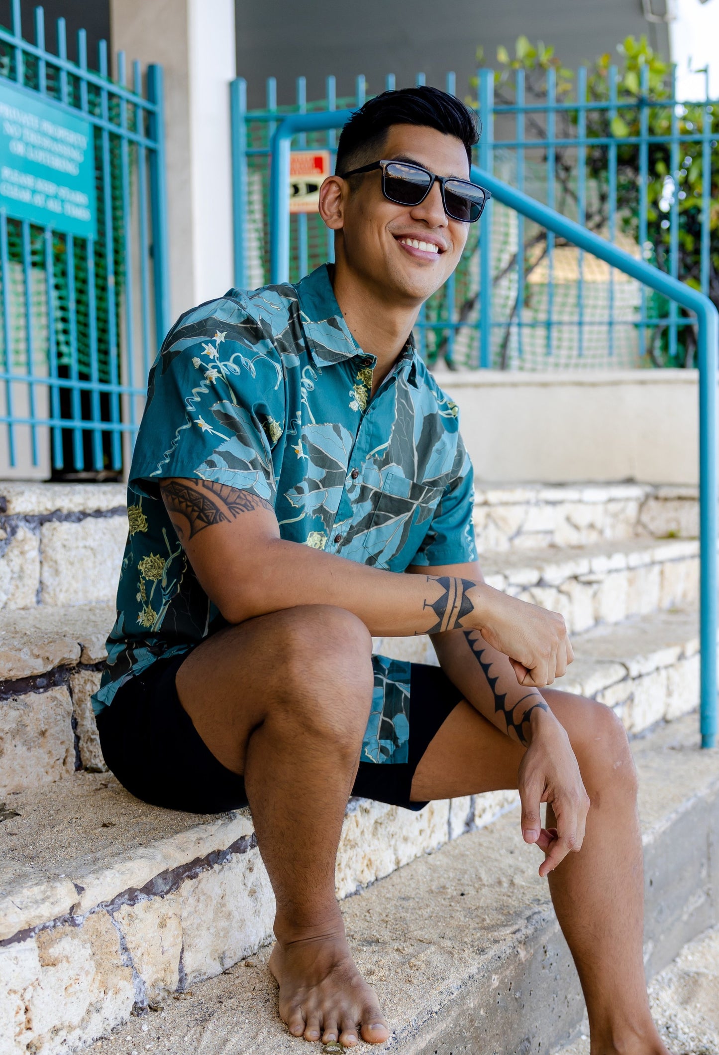 Kūpala Teal Aloha Shirt