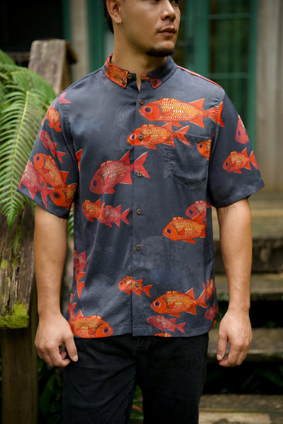 Mens Iron Free Aloha Shirt - ʻŪʻū Menpachi — David Shepard – David