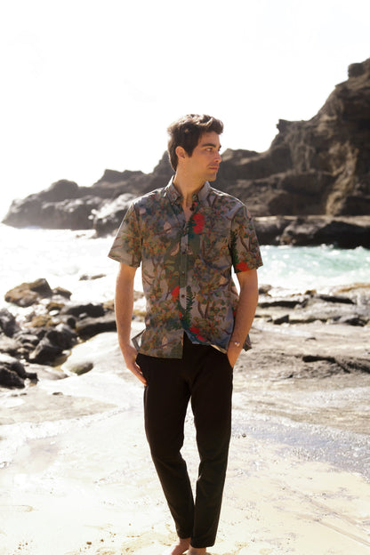 Vanishing 'Akikiki Gray Aloha Shirt