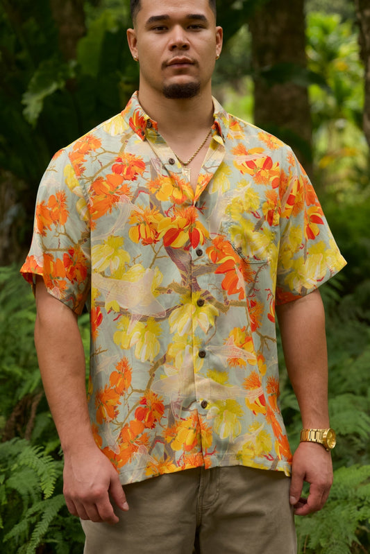 Watch For Sharks Aqua Aloha Shirt (Iron Free)