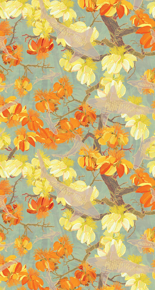 Watch for Sharks Aqua Pareo / Sarong