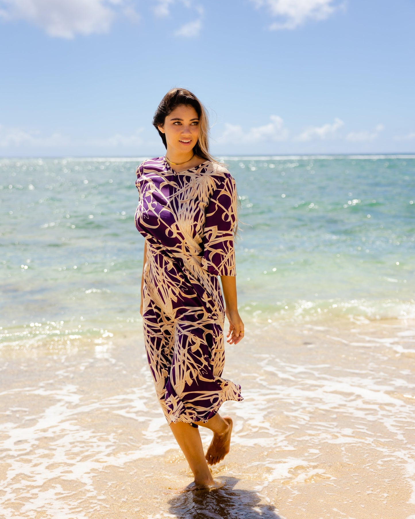 Purple Lauhala Midi Dress