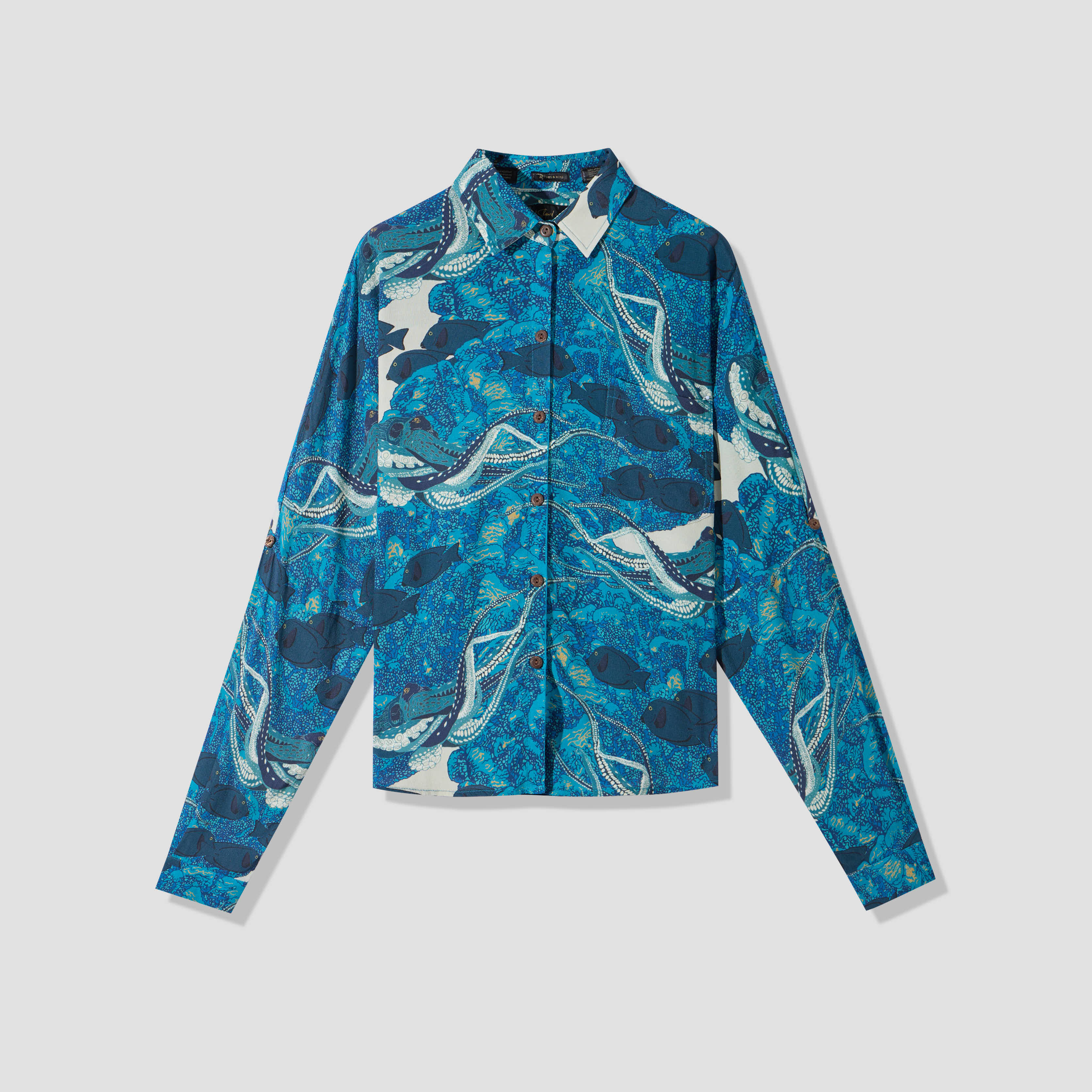 Hidden He'e Women's Long Sleeve Aloha Shirt – David Shepard Hawaiʻi