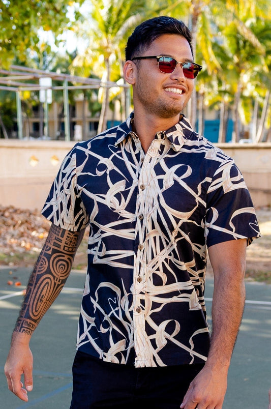 Men's Black Lauhala Aloha Shirt