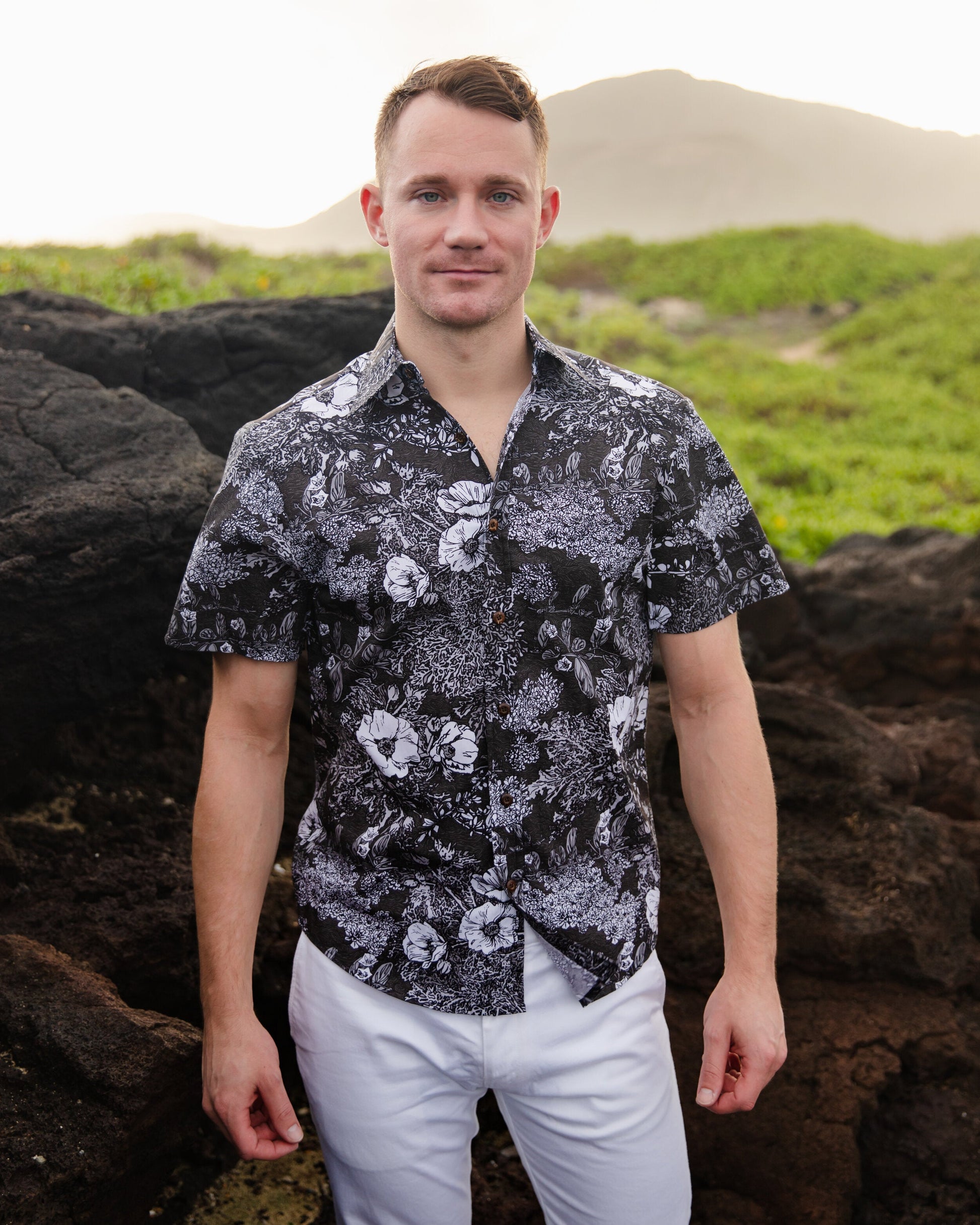 David Shepard Grey Aloha Shirt