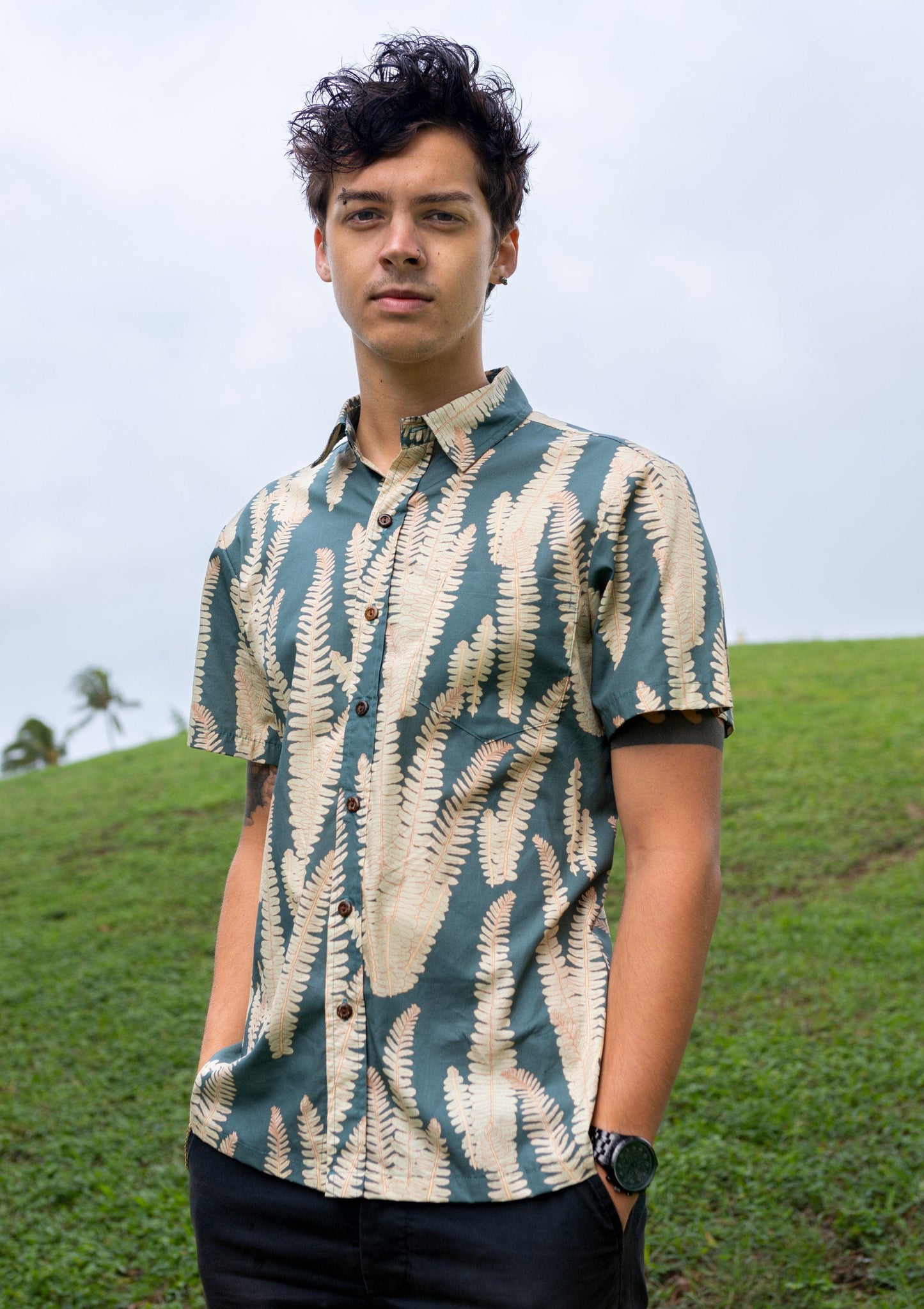 Kupukupu Olivine Aloha Shirt