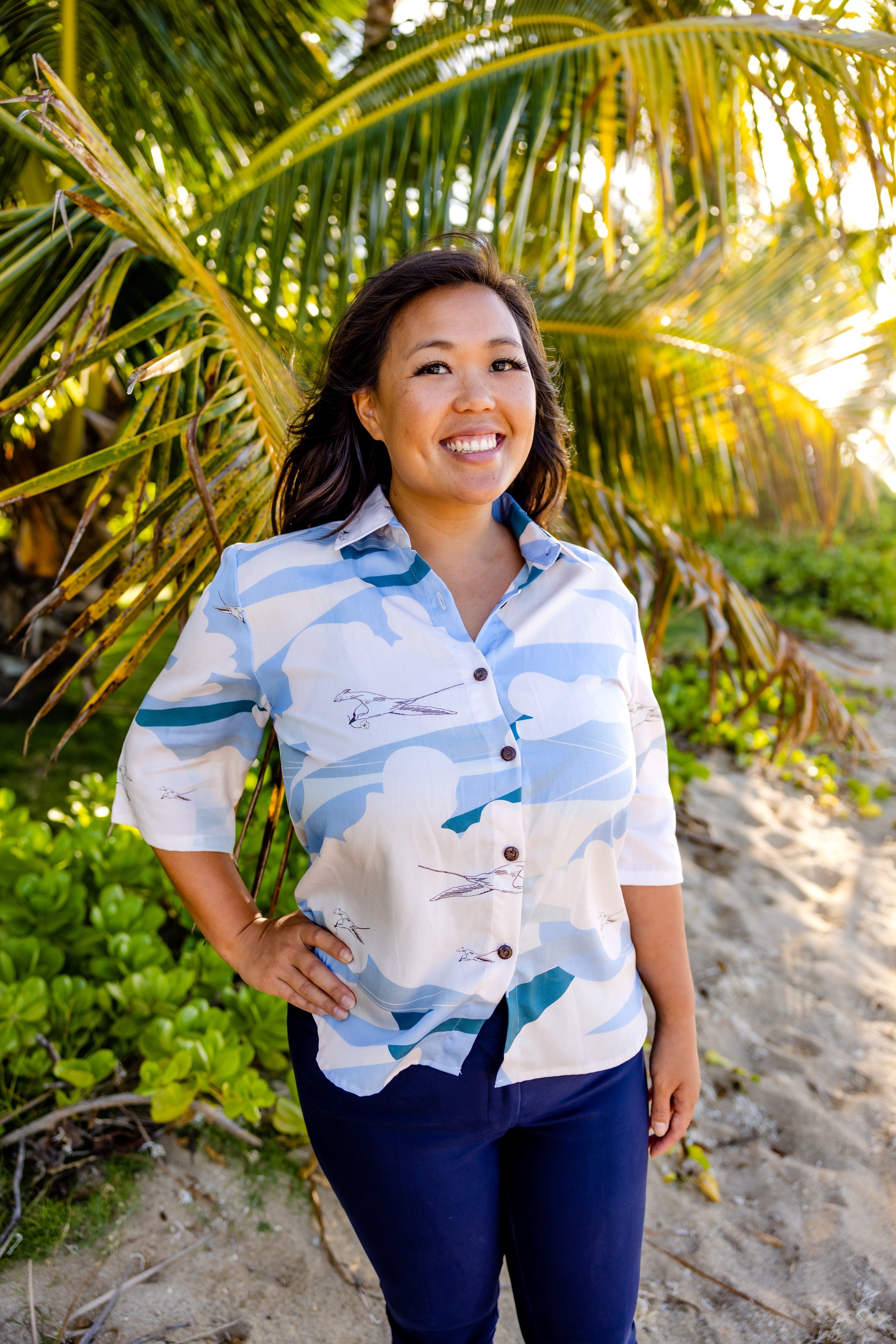SOARING KOA'E KEA Women's Half-sleeve Aloha Shirt – David Shepard