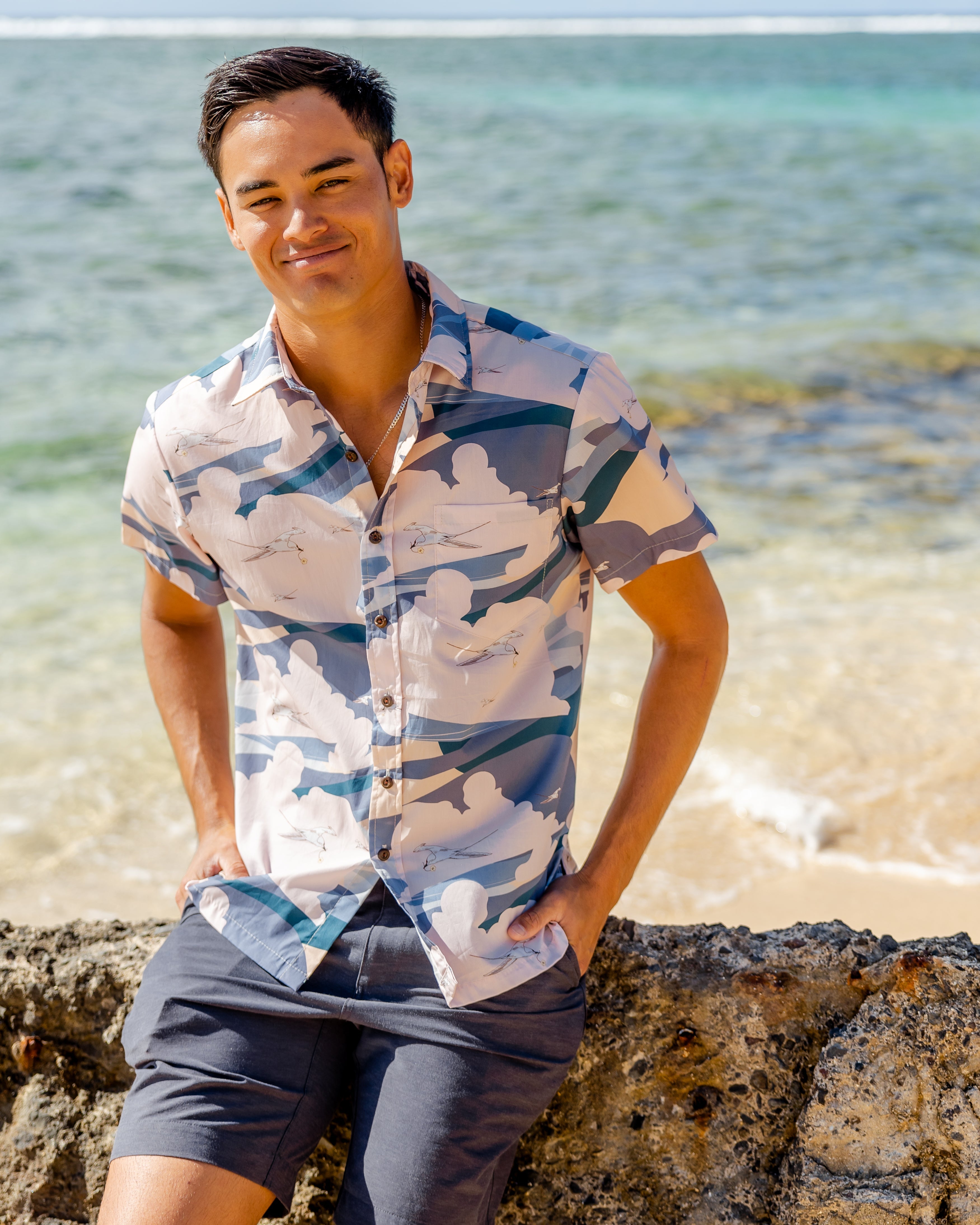 Soaring Koa‘e kea Relaxed Fit Aloha Shirt