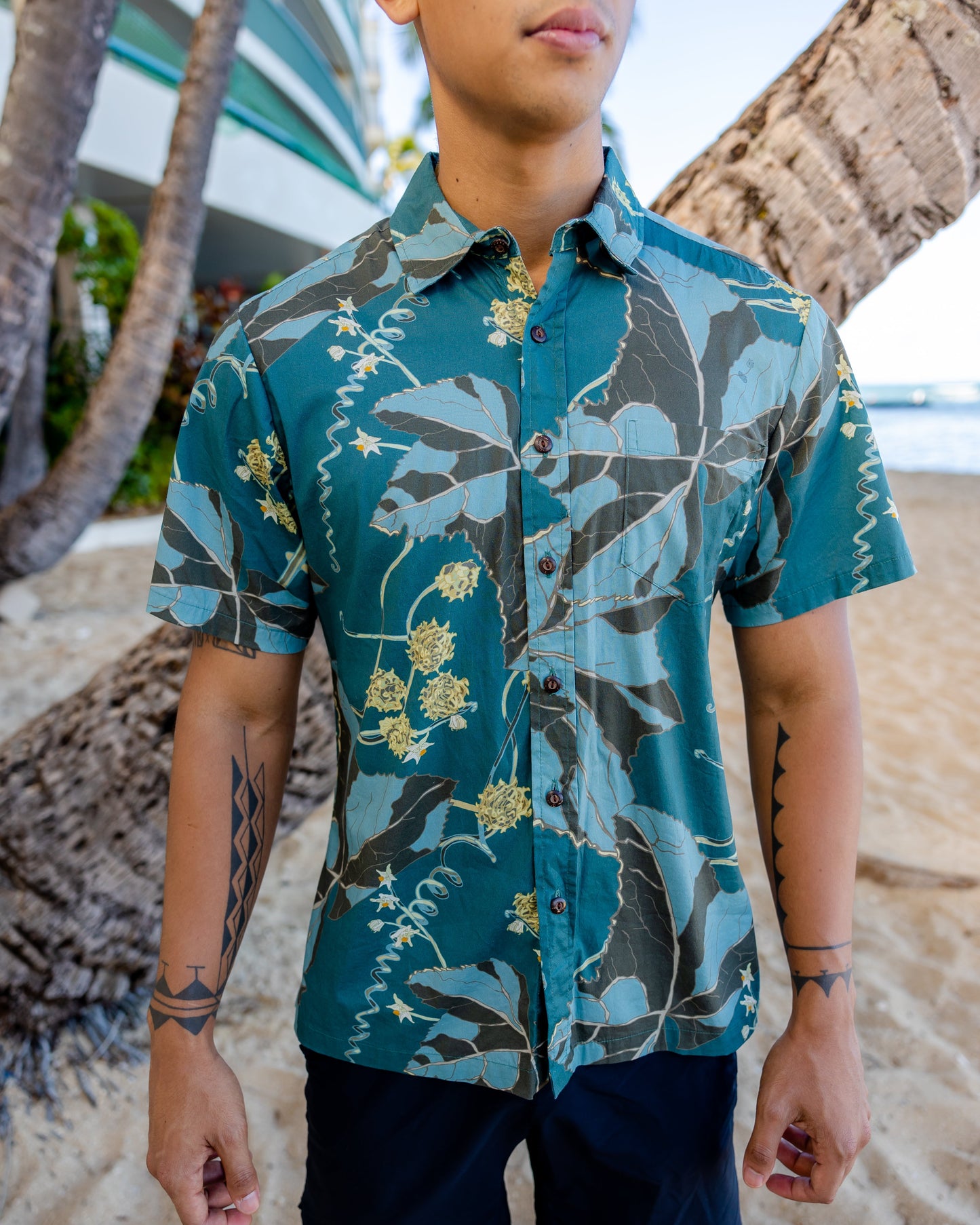 Kūpala Teal Aloha Shirt