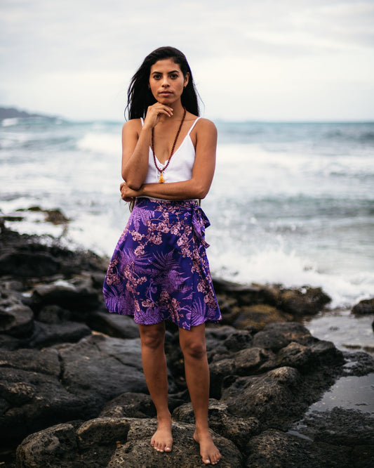 Hāpuʻu 'Ilima Mauka to Makai Violet Wrap Skirt