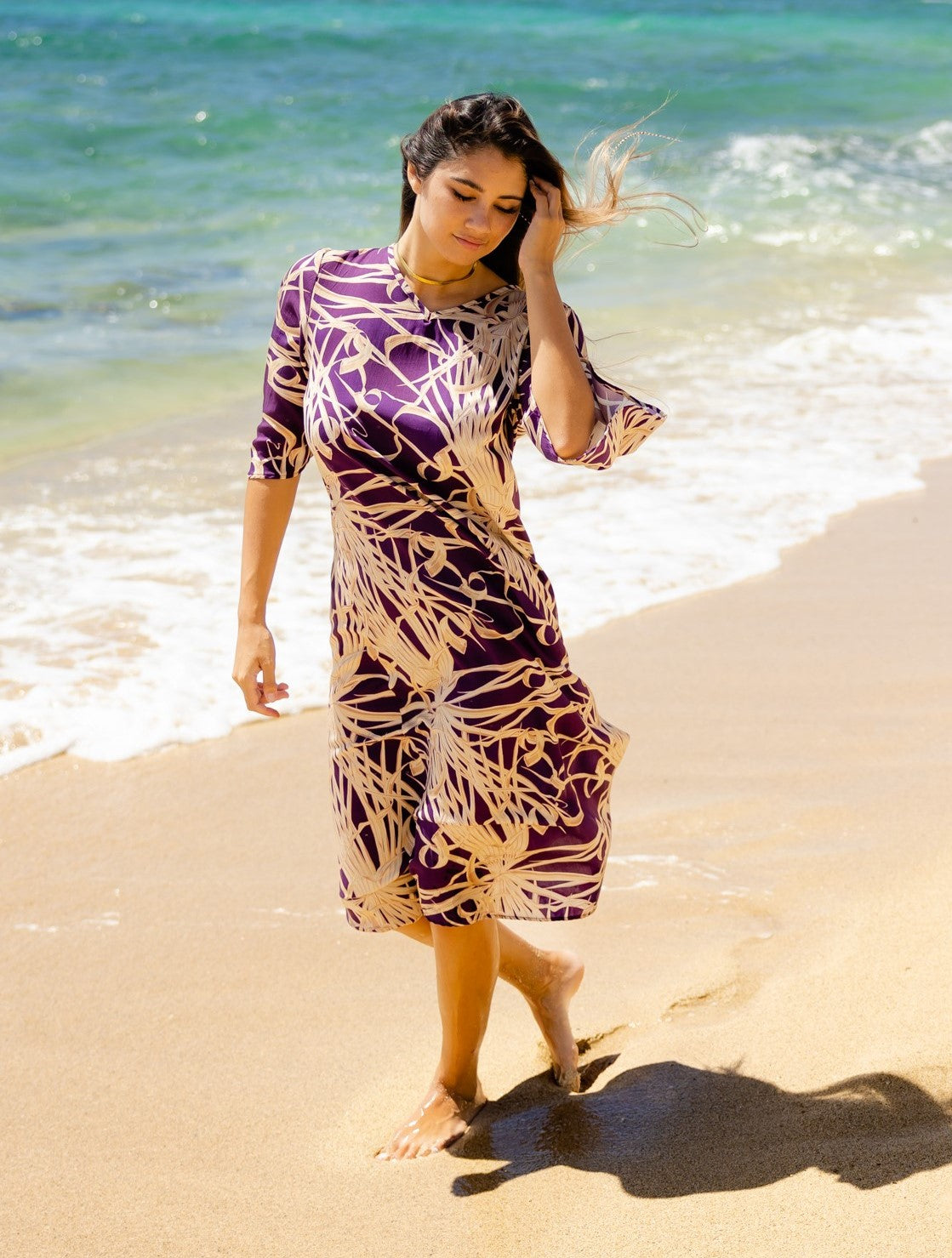 Purple Lauhala Midi Dress