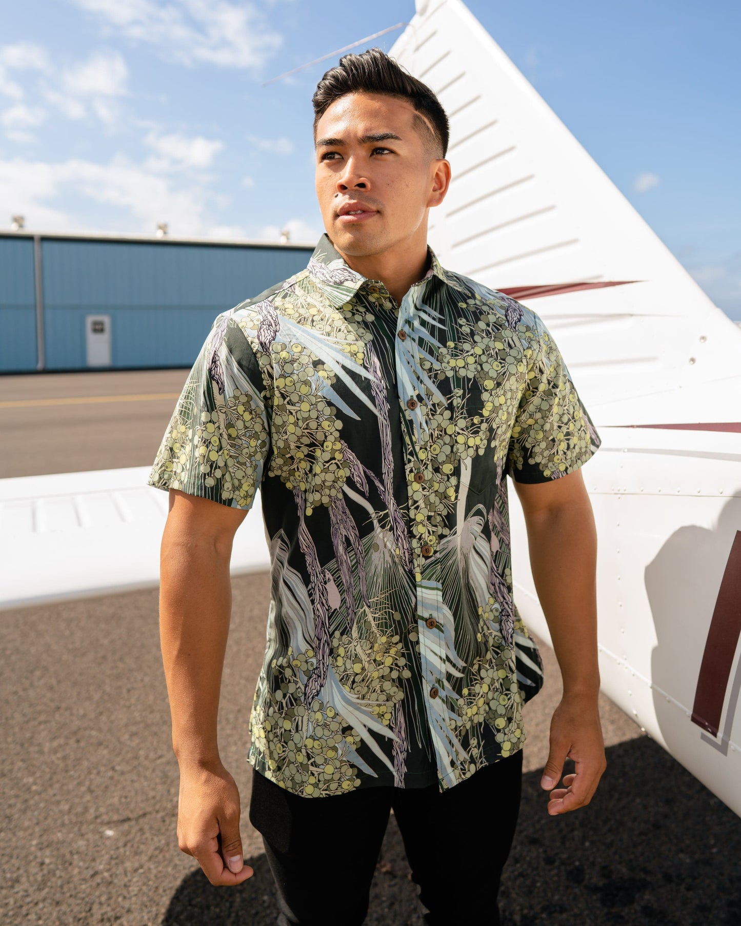 Hāwane Forest Green Relaxed Fit Aloha Shirt